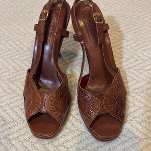 Brown Leather Slingback Sandals quality Brazilian made